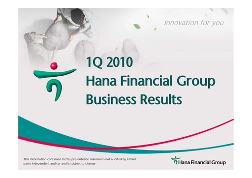 Miniature Hana Financial Group Rapport trimestriel 2010-q1