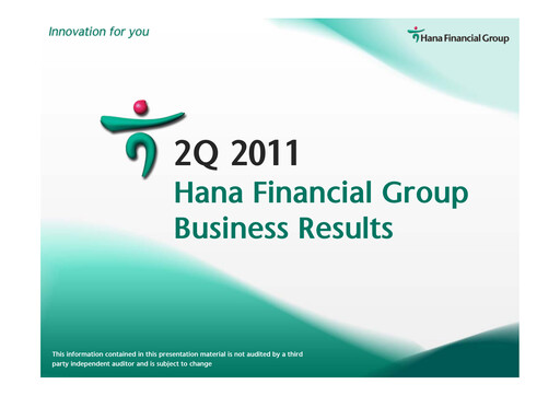 Miniature Hana Financial Group Rapport trimestriel 2011-q2