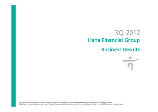 Miniature Hana Financial Group Rapport trimestriel 2012-q3