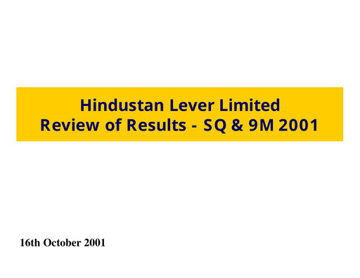 Thumbnail Hindustan Unilever
 Financial Statement 2001-9m