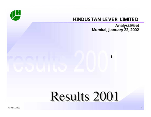 Thumbnail Hindustan Unilever
 Financial Statement 2001