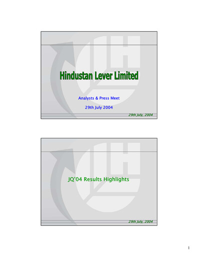 Thumbnail Hindustan Unilever
 Financial Statement 2004-h1