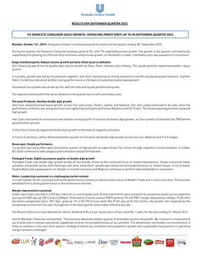 Thumbnail Hindustan Unilever
 Financial Statement 2015-9m