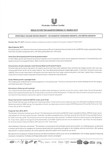 Thumbnail Hindustan Unilever
 Financial Statement 2017-q1