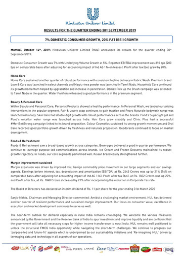 Thumbnail Hindustan Unilever
 Financial Statement 2019-9m