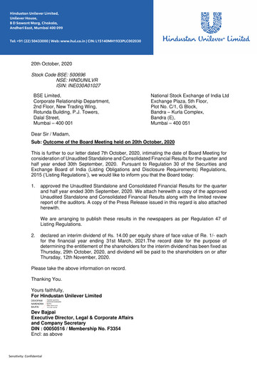 Thumbnail Hindustan Unilever
 Financial Statement 2020-9m