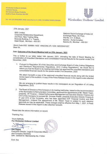 Thumbnail Hindustan Unilever
 Financial Statement 2020