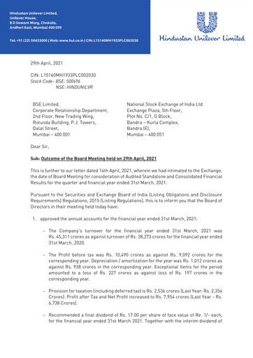 Thumbnail Hindustan Unilever
 Financial Statement 2021-q1