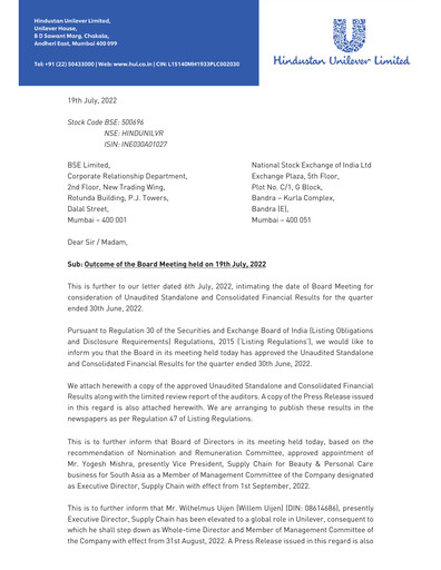 Thumbnail Hindustan Unilever
 Financial Statement 2022-h1