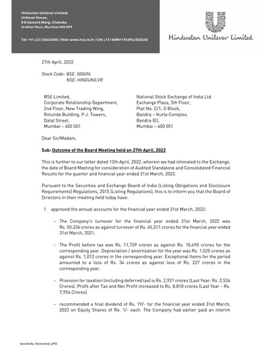 Thumbnail Hindustan Unilever
 Financial Statement 2022-q1