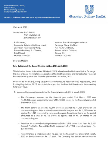 Thumbnail Hindustan Unilever
 Financial Statement 2023-q1