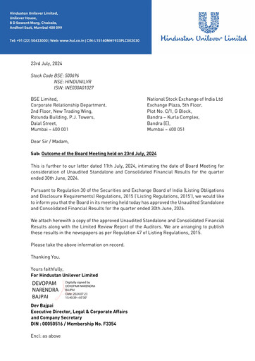 Thumbnail Hindustan Unilever
 Financial Statement 2024-h1