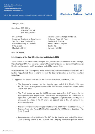 Thumbnail Hindustan Unilever
 Financial Statement 2024-q1