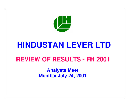 Thumbnail Hindustan Unilever
 Half-year Report 2001-h1