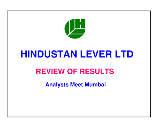 Thumbnail Hindustan Unilever
 Quarterly Report 2001-q1