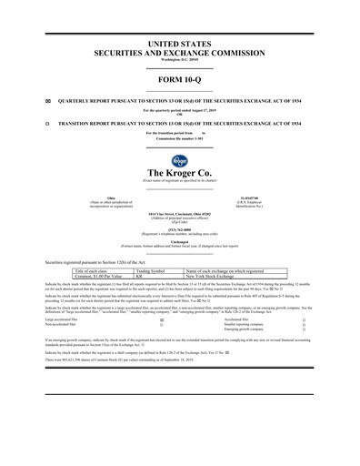Thumbnail Kroger Quarterly Report 2019-q2