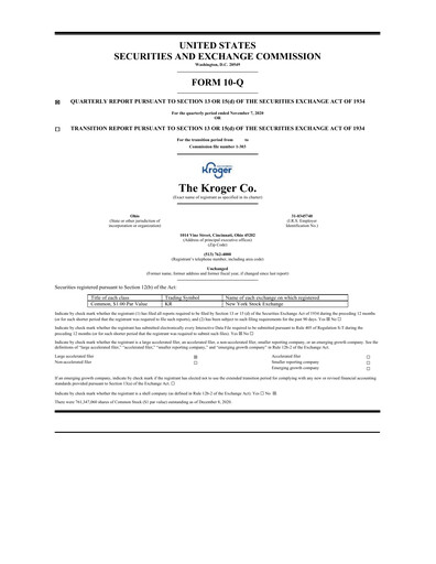 Thumbnail Kroger Quarterly Report 2020-q3