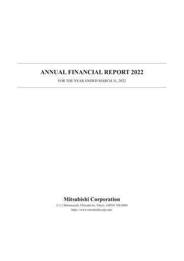 Thumbnail Mitsubishi Corporation Financial Report 2022