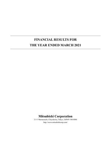 Thumbnail Mitsubishi Corporation Financial Statement 2020