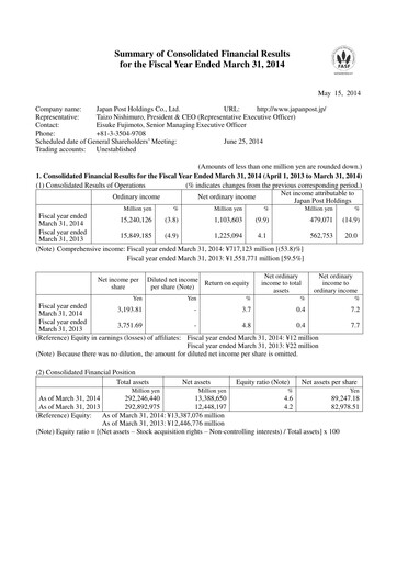 Thumbnail Japan Post Holdings
 Financial Statement 2013