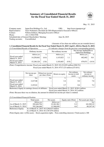 Thumbnail Japan Post Holdings
 Financial Statement 2014