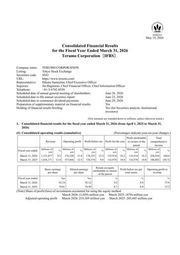 Vorschaubild Terumo Finanzbericht fy2026