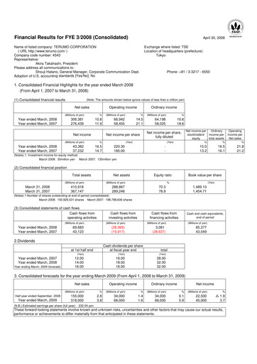Vorschaubild Terumo Finanzmitteilung fy2008