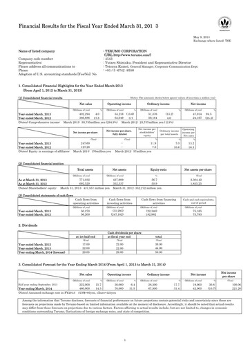 Vorschaubild Terumo Finanzmitteilung fy2013