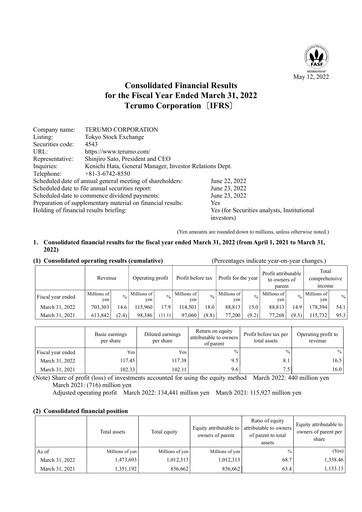 Vorschaubild Terumo Finanzmitteilung fy2022