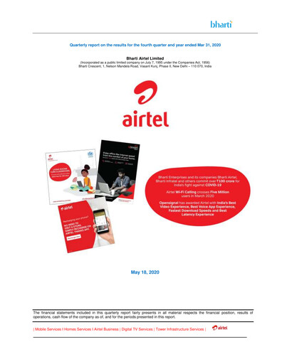 Thumbnail Bharti Airtel
 Quarterly Report 2019-q4