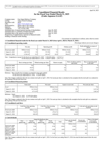 Thumbnail East Japan Railway Financial Statement 2025
