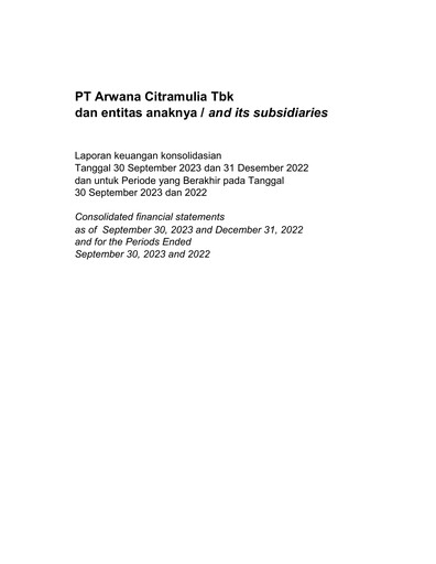 Thumbnail Arwana Citramulia Tbk Quarterly Report 2023-q3