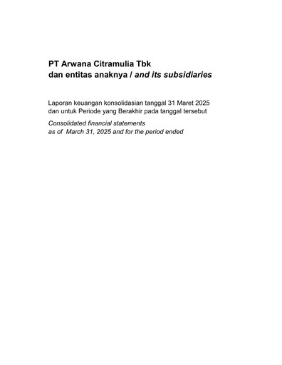Thumbnail Arwana Citramulia Tbk Quarterly Report 2025-q1