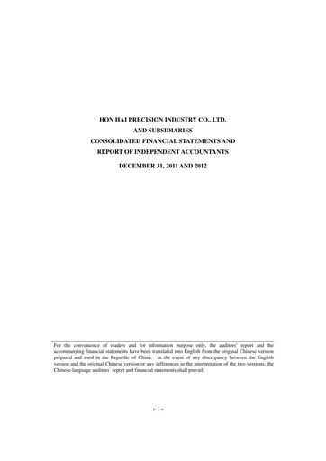 Thumbnail Foxconn (Hon Hai Precision Industry) Financial Statement 2012