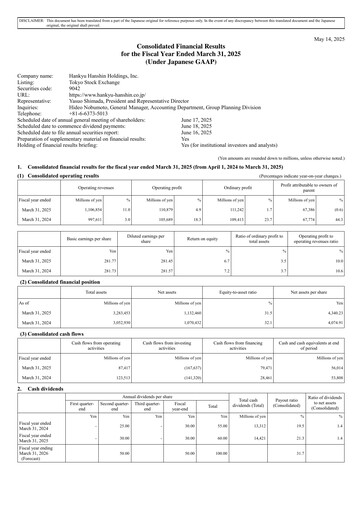 Thumbnail Hankyu Hanshin Holdings
 Financial Statement fy2025