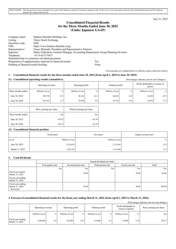 Vorschaubild Hankyu Hanshin Holdings
 Quartalsbericht fy2026-q1