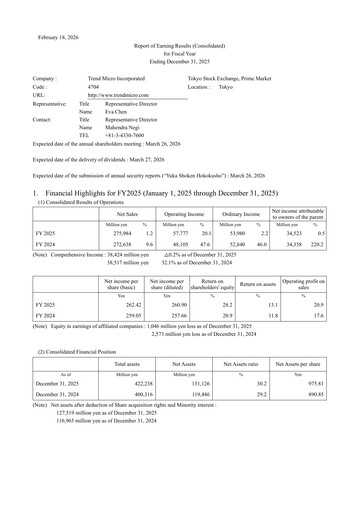 Thumbnail Trend Micro
 Financial Statement 2025