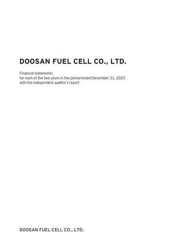 Miniature Doosan Fuel Cell Bilan financier 2023