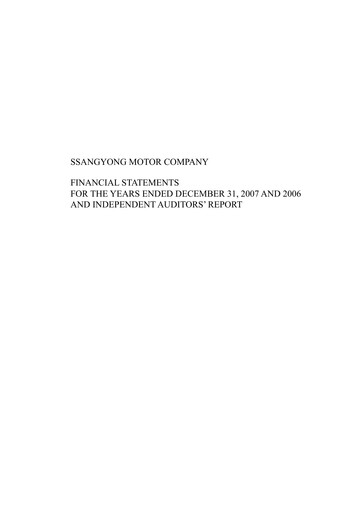 Miniature KG Mobility (SsangYong Motor) Bilan financier 2006-2007