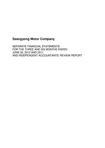 Miniature KG Mobility (SsangYong Motor) Rapport semestriel 2012-h1