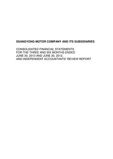 Miniature KG Mobility (SsangYong Motor) Rapport semestriel 2013-h1