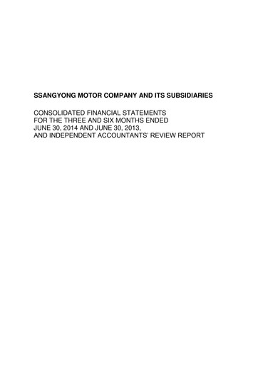 Miniature KG Mobility (SsangYong Motor) Rapport semestriel 2014-h1