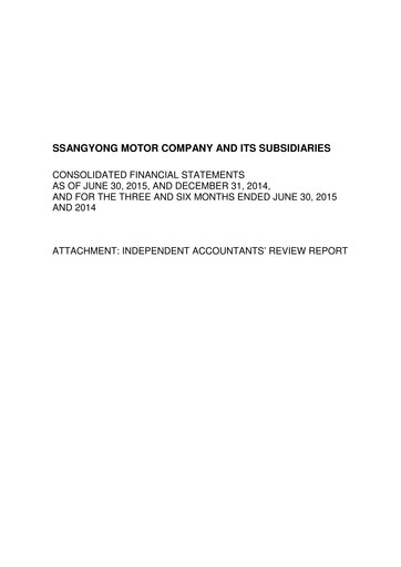 Miniature KG Mobility (SsangYong Motor) Rapport semestriel 2015-h1