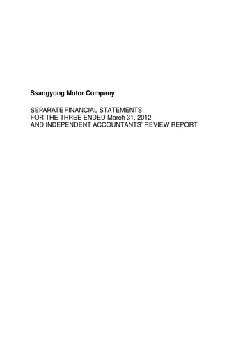 Miniature KG Mobility (SsangYong Motor) Rapport trimestriel 2012-q1