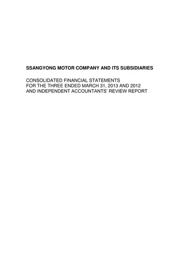 Miniature KG Mobility (SsangYong Motor) Rapport trimestriel 2013-q1
