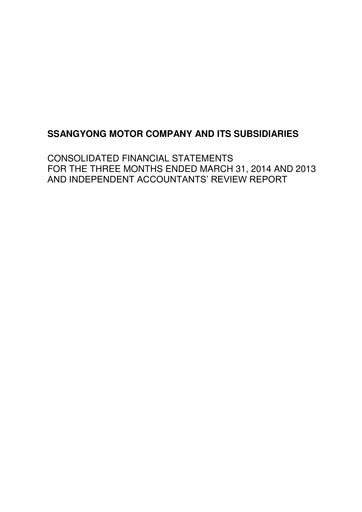 Miniature KG Mobility (SsangYong Motor) Rapport trimestriel 2014-q1