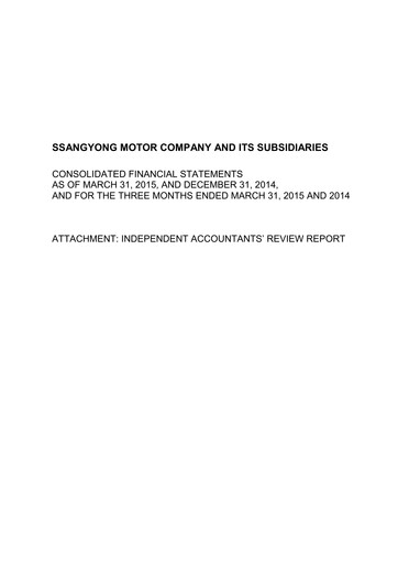 Miniature KG Mobility (SsangYong Motor) Rapport trimestriel 2015-q1