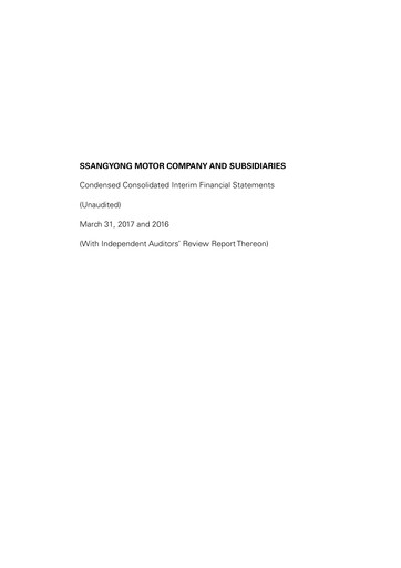 Miniature KG Mobility (SsangYong Motor) Rapport trimestriel 2017-q1