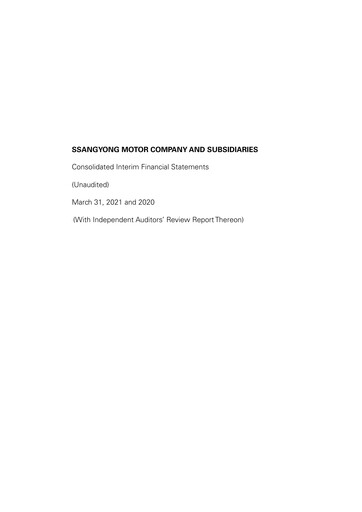 Miniature KG Mobility (SsangYong Motor) Rapport trimestriel 2021-q1