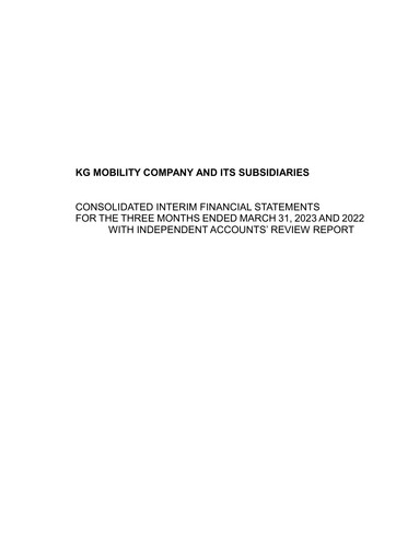 Miniature KG Mobility (SsangYong Motor) Rapport trimestriel 2023-q1
